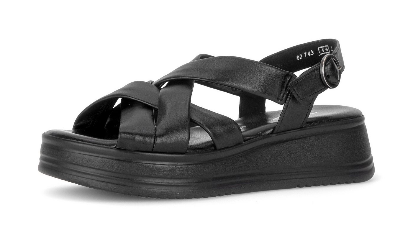 Gabor Rhodos Keilsandalette Riemchensandale, Sommerschuh in Bequemweite G (weit) (schwarz)