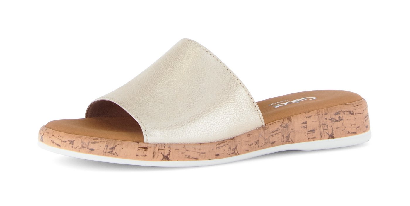 Gabor RHODOS Pantolette, Sommerschuh, Komfortschuh, kleiner Stretcheinsatz, Weite G (weit) (champagner)