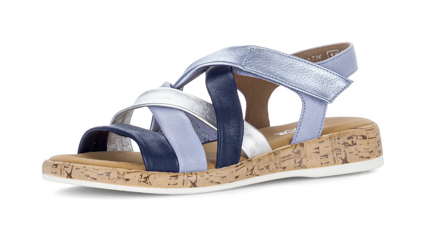 Gabor Rhodos Riemchensandale Sandalette, Sommerschuh im Kontrast-Look, G-Weite (blau)