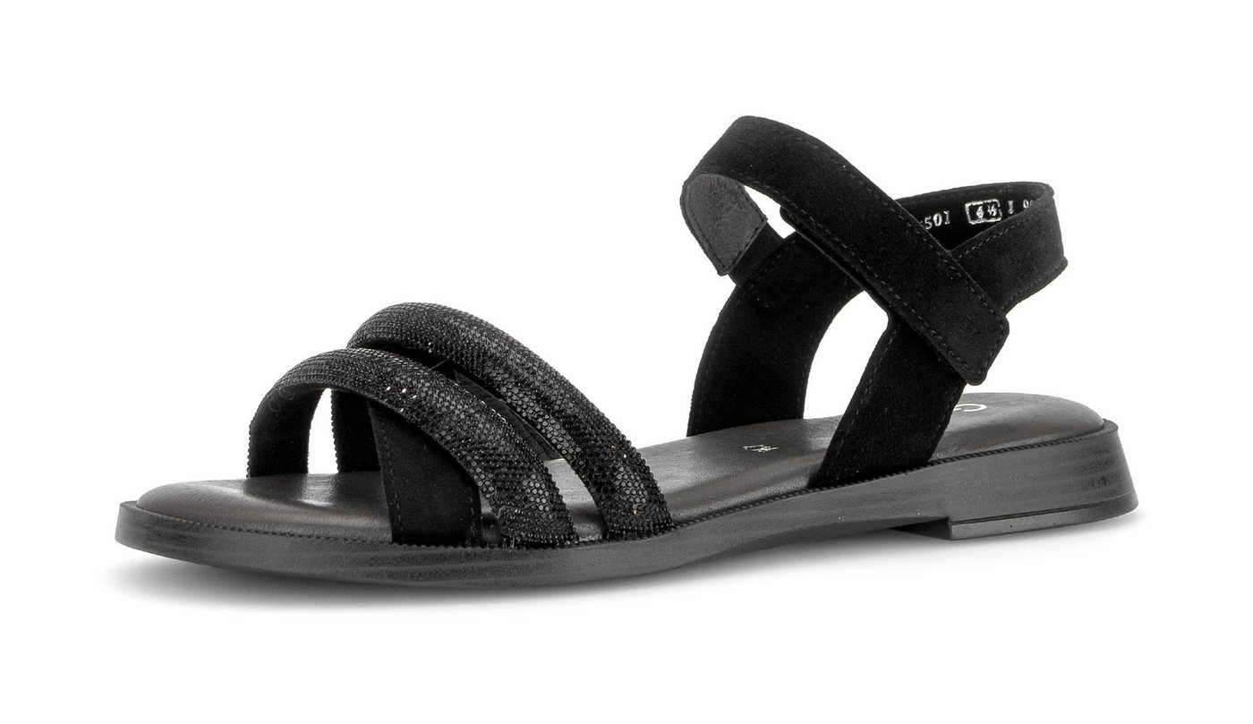 Gabor Riemchensandale Blockabsatz, Sandalette, Sommerschuh mit glänzenden Schmucksteinen
