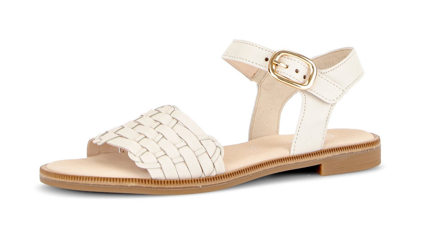 Gabor Riemchensandale, Blockabsatz, Sommerschuh, Sandalette mit Bandage in Flechtoptik (beige)