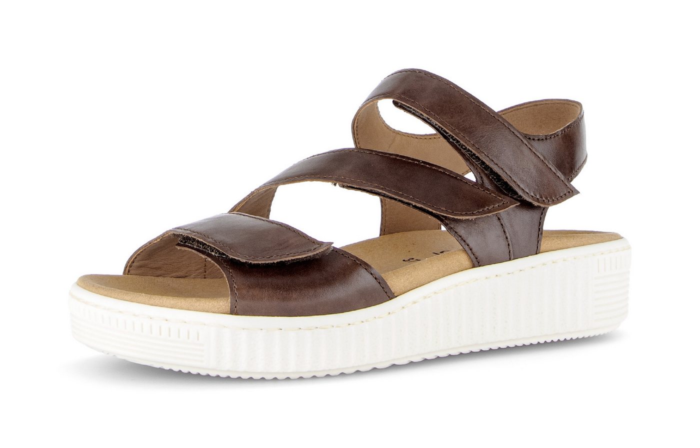 Gabor Riemchensandale Plateau, Bequemschuh, Sandalette, Sommerschuh mit Ziernähten (braun)