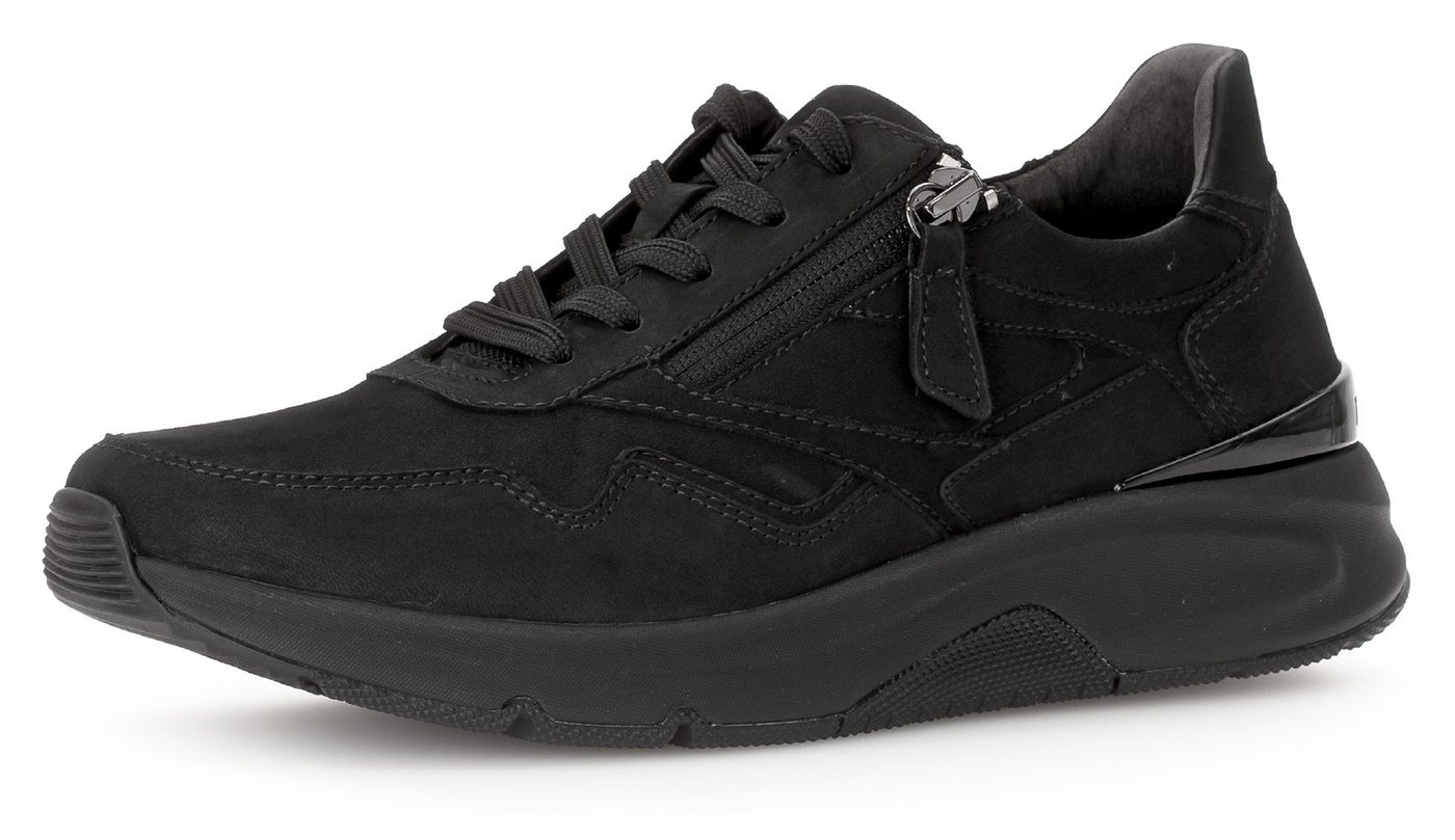 Gabor Rollingsoft Keilsneaker, Freizeitschuh, Halbschuh, Schnürschuh, Logoschriftzug an der Ferse (schwarz)