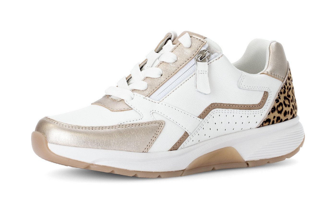 rollingsoft Keilsneaker, Freizeitschuh, Halbschuh, Schnürschuh mit Kontrastbesätzen (weiß)