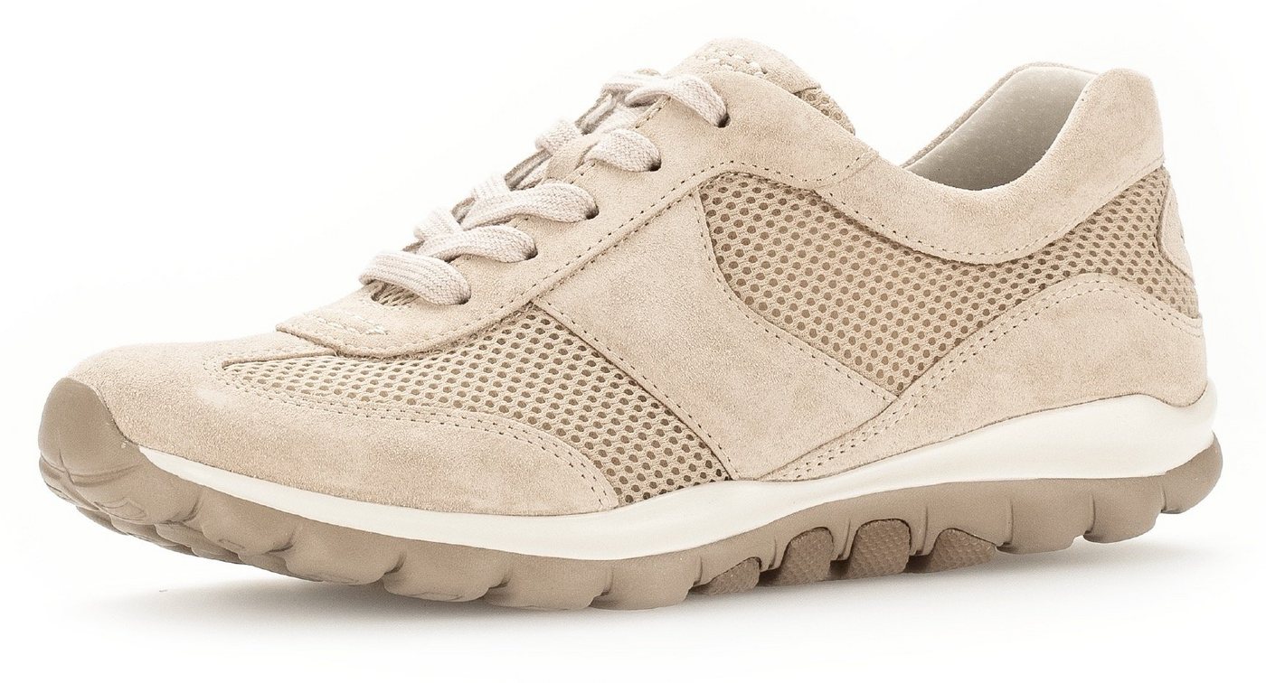 Gabor Rollingsoft Keilsneaker, Freizeitschuh, Halbschuh, Schnürschuh mit Logoschriftzug (beige)