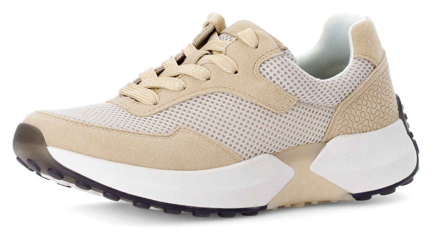 Gabor Rollingsoft Keilsneaker, Freizeitschuh, Halbschuh, Schnürschuh mit Logoschriftzug (beige)
