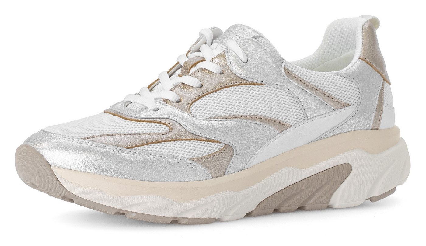 rollingsoft Keilsneaker, Freizeitschuh, Halbschuh, Schnürschuh mit rollingsoft-Laufsohle (gold/silber/weiß)