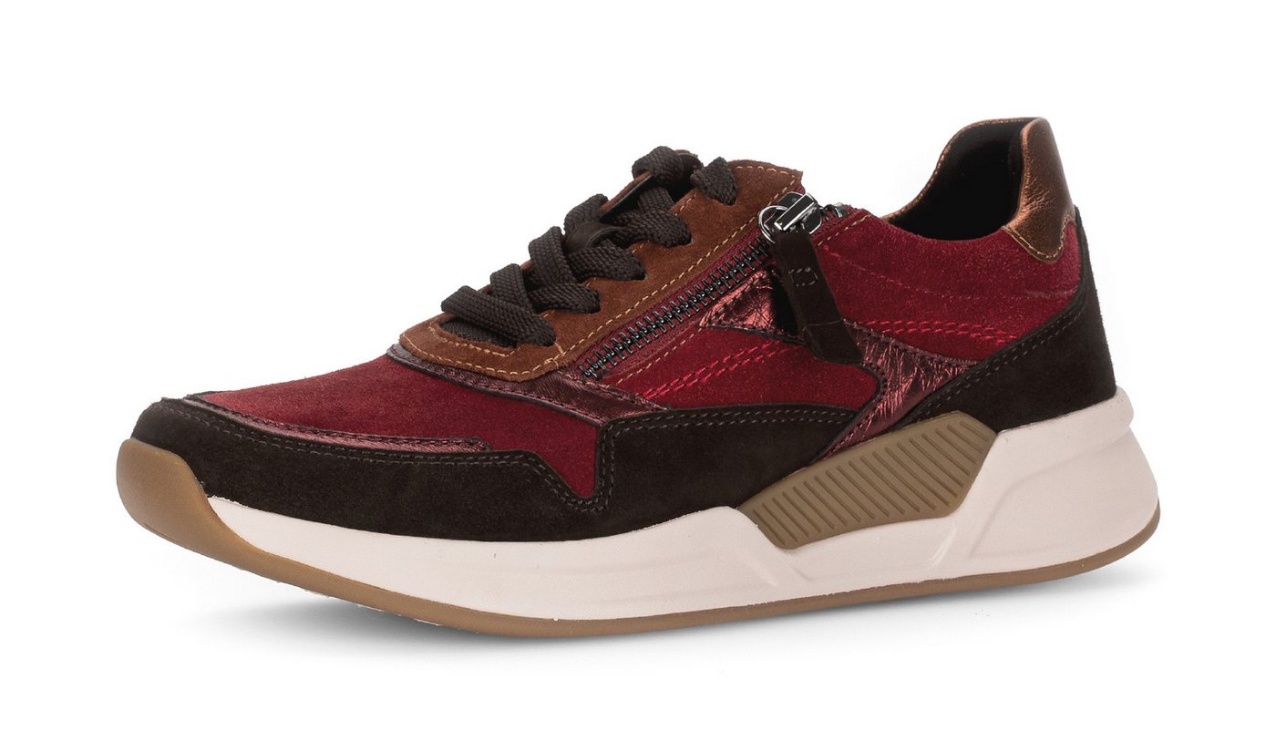 Gabor Rollingsoft Keilsneaker, Schnürschuh, Halbschuh, Freizeitschuh mit seitlichem Reißverschluss (rot)