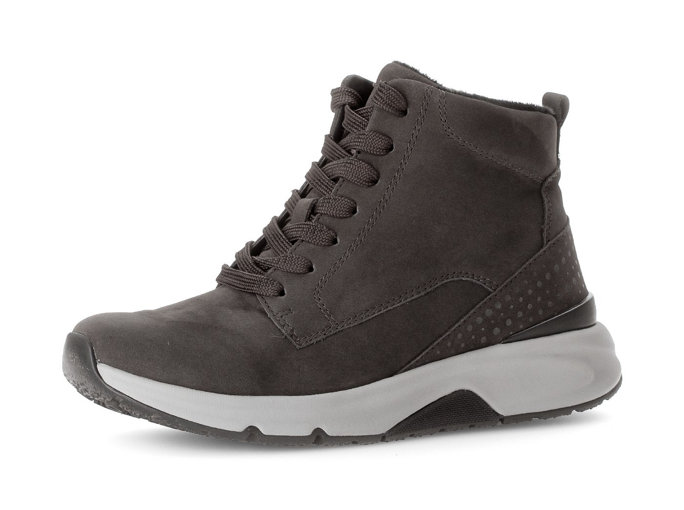 Gabor Rollingsoft Schnürboots, Keilabsatz, Freitzeitschuh, High-Top-Sneaker, Label an der Ferse (grau)