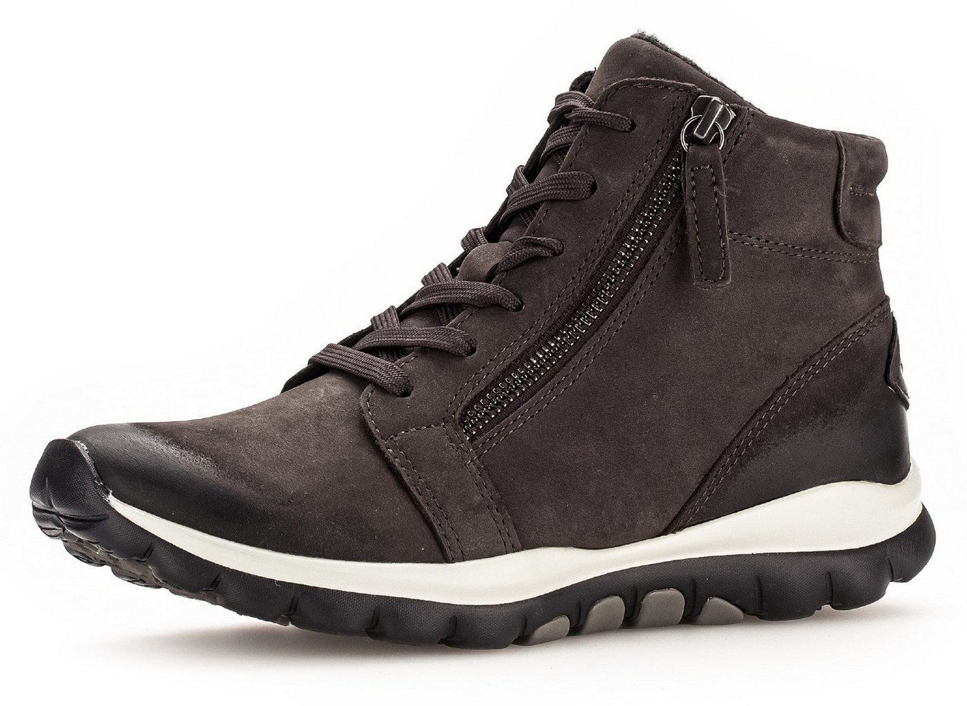 Gabor Rollingsoft Schnürboots, Keilabsatz, Komfortboots mit profilierter Gummilaufsohle (grau)