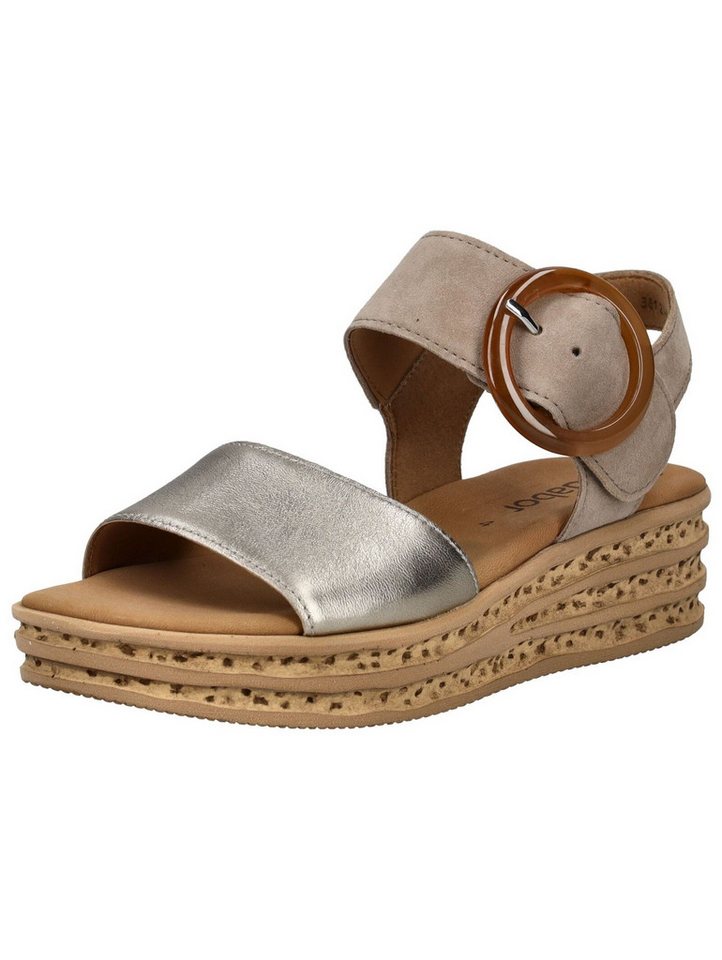 Gabor Sandalen Leder Keilsandalette (beige/braun)