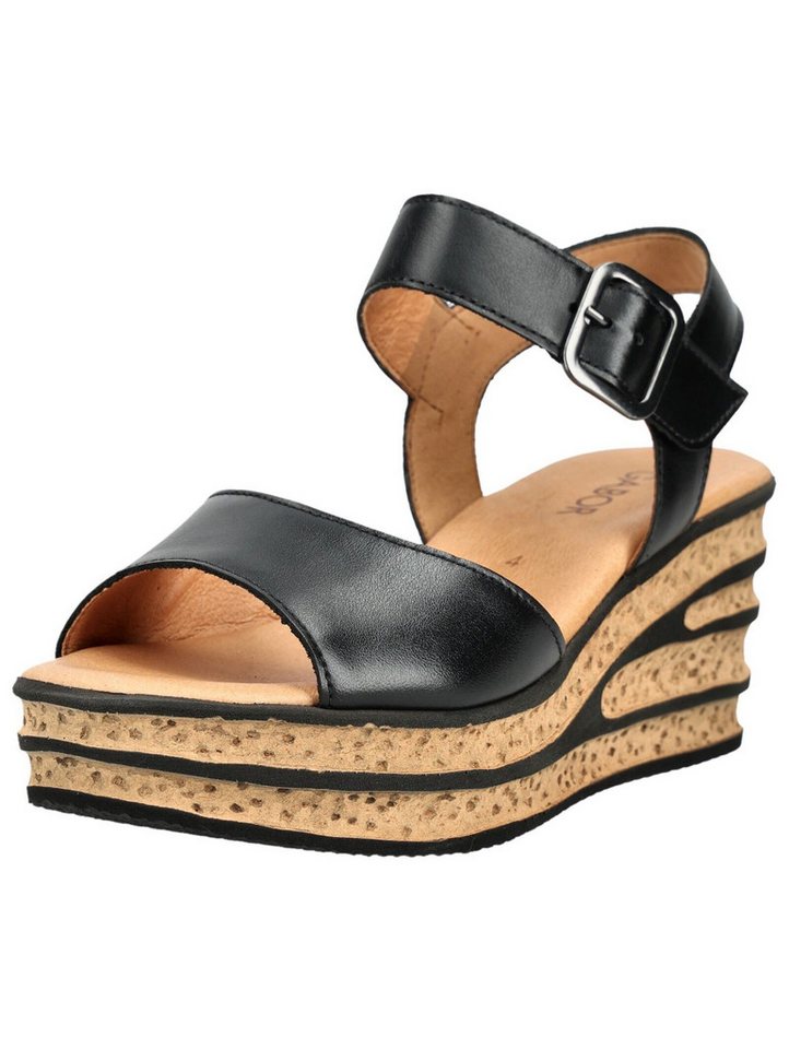 Gabor Sandalen Leder Keilsandalette (schwarz)
