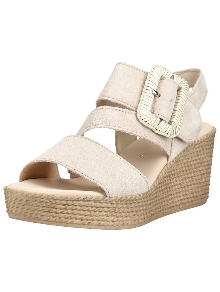 Gabor Sandalen Veloursleder Keilsandalette (beige)