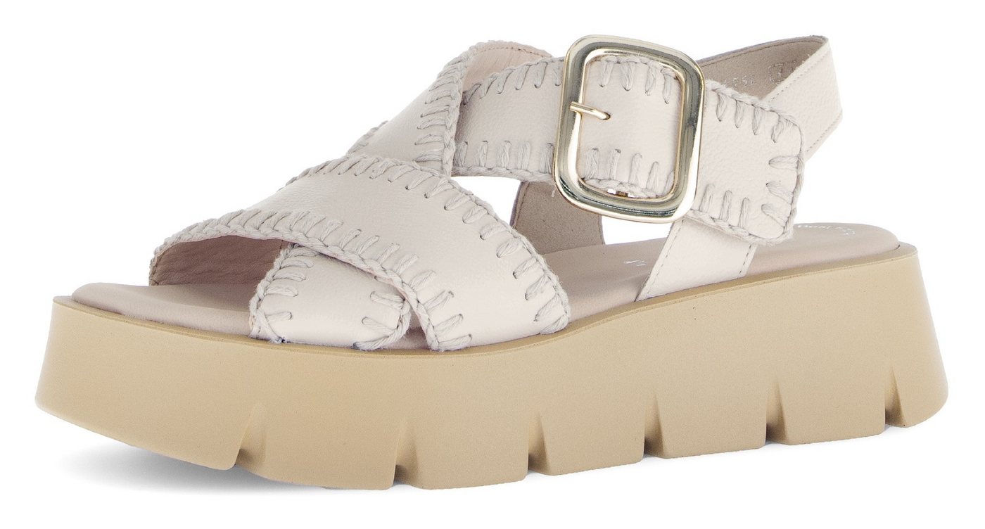 Gabor Sandalette, Plateau, Sandale, Sommerschuh mit Klett unter der Zierschnalle
