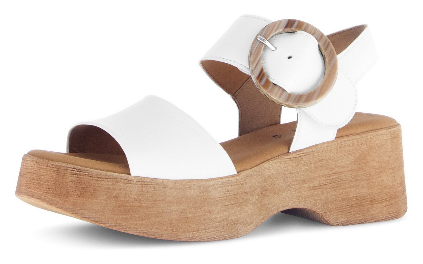 Gabor Sandalette, Sommerschuh, Riemchensandale mit Plateau in Holzoptik