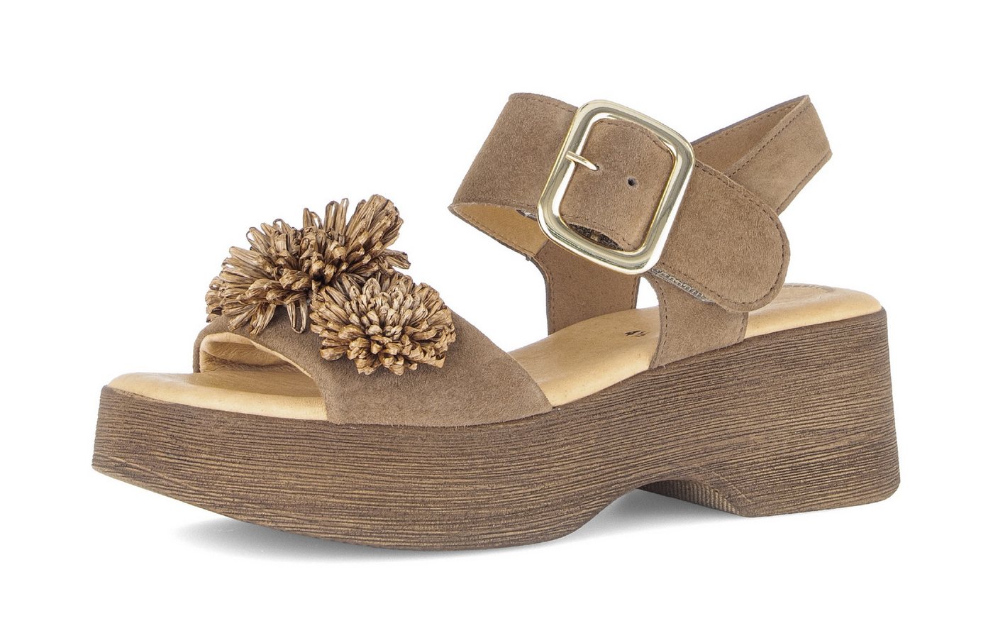 Gabor Sandalette, Sommmerschuh mit Plateau und Absatz in Holzoptik (braun)