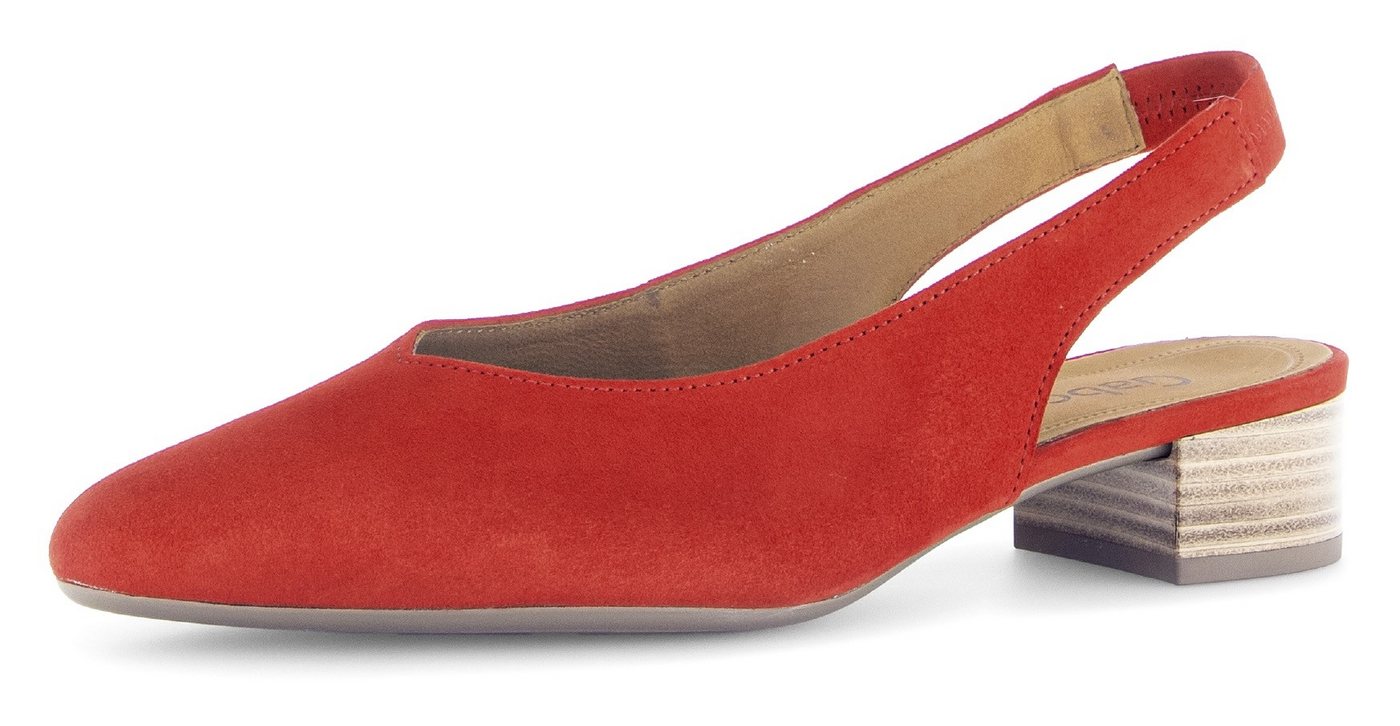 Gabor Slingpumps, Blockabsatz, Abendschuh, Sommerschuh mit elastischem Riemchen (rot)