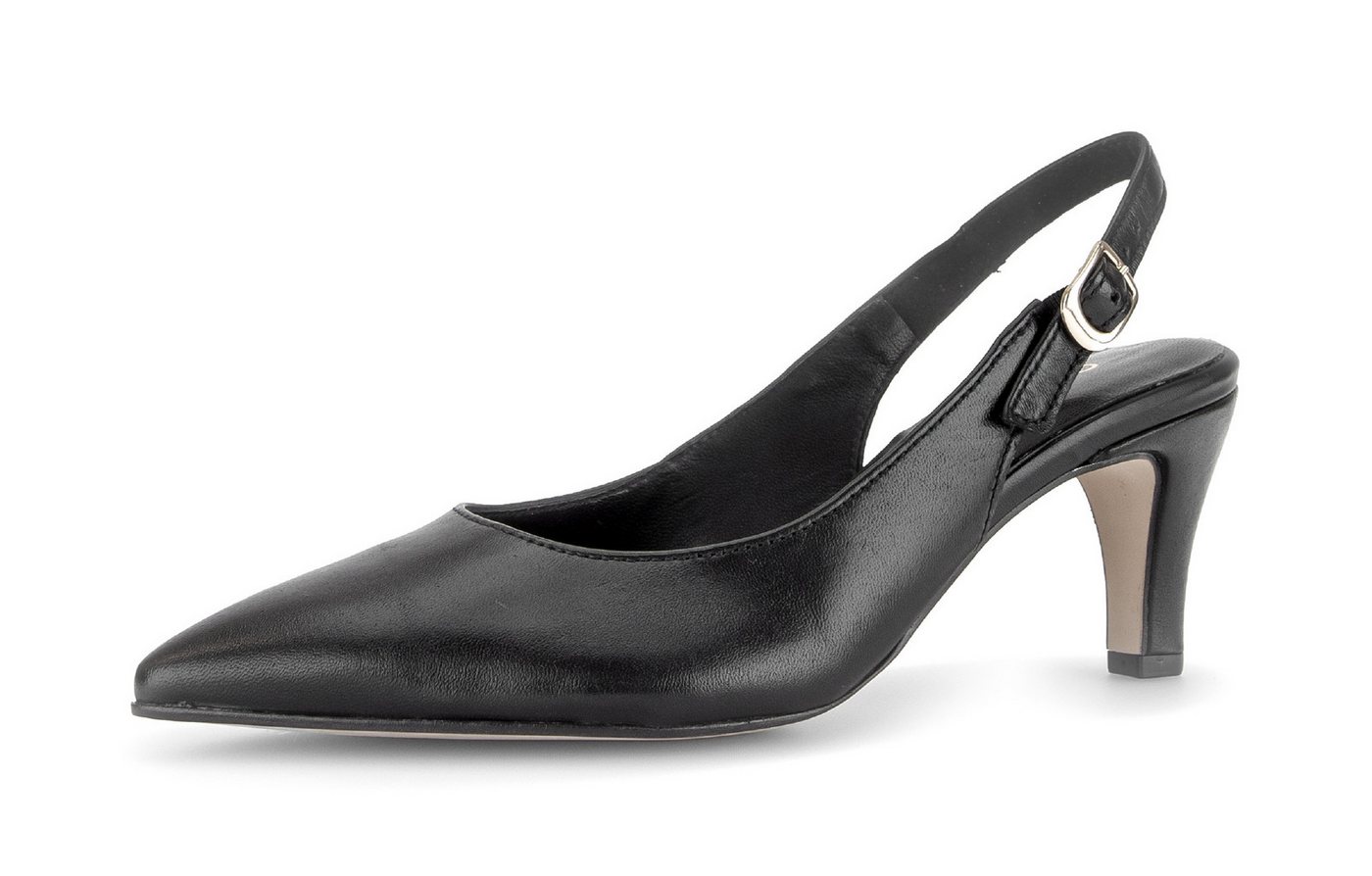 Gabor Slingpumps, Trichterabsatz, Businessschuh, Abendschuh in spitzer Form, G-Weite (schwarz)