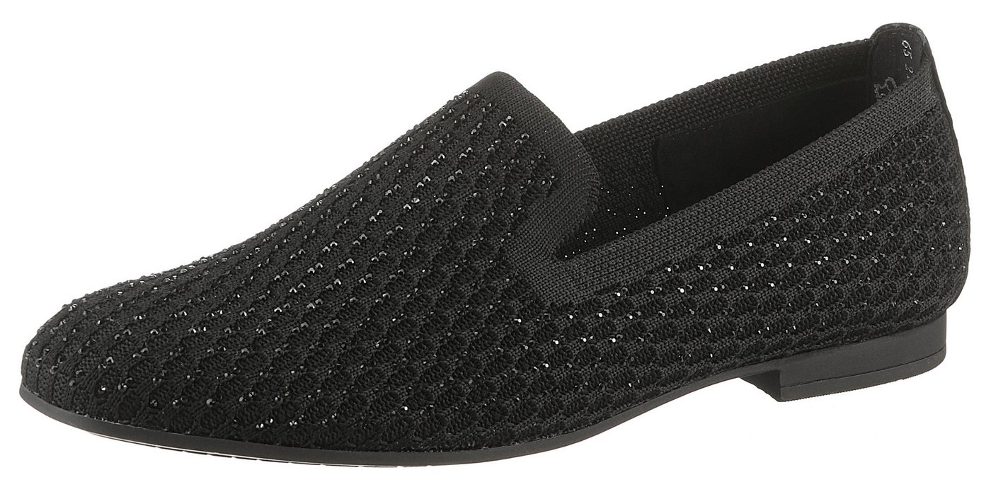 Gabor Slipper, Blockabsatz, Loafer, Bequemschuh mit funkelnden Strass-Steinen (schwarz)