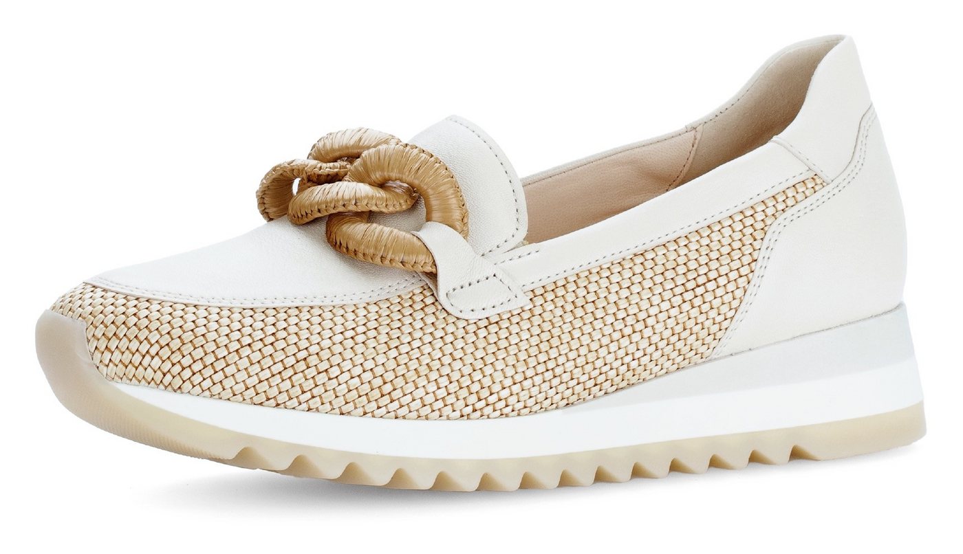 Gabor Slipper, Keilabsatz, Ballerina, Frühlingsschuh mit bezogener Zierkette