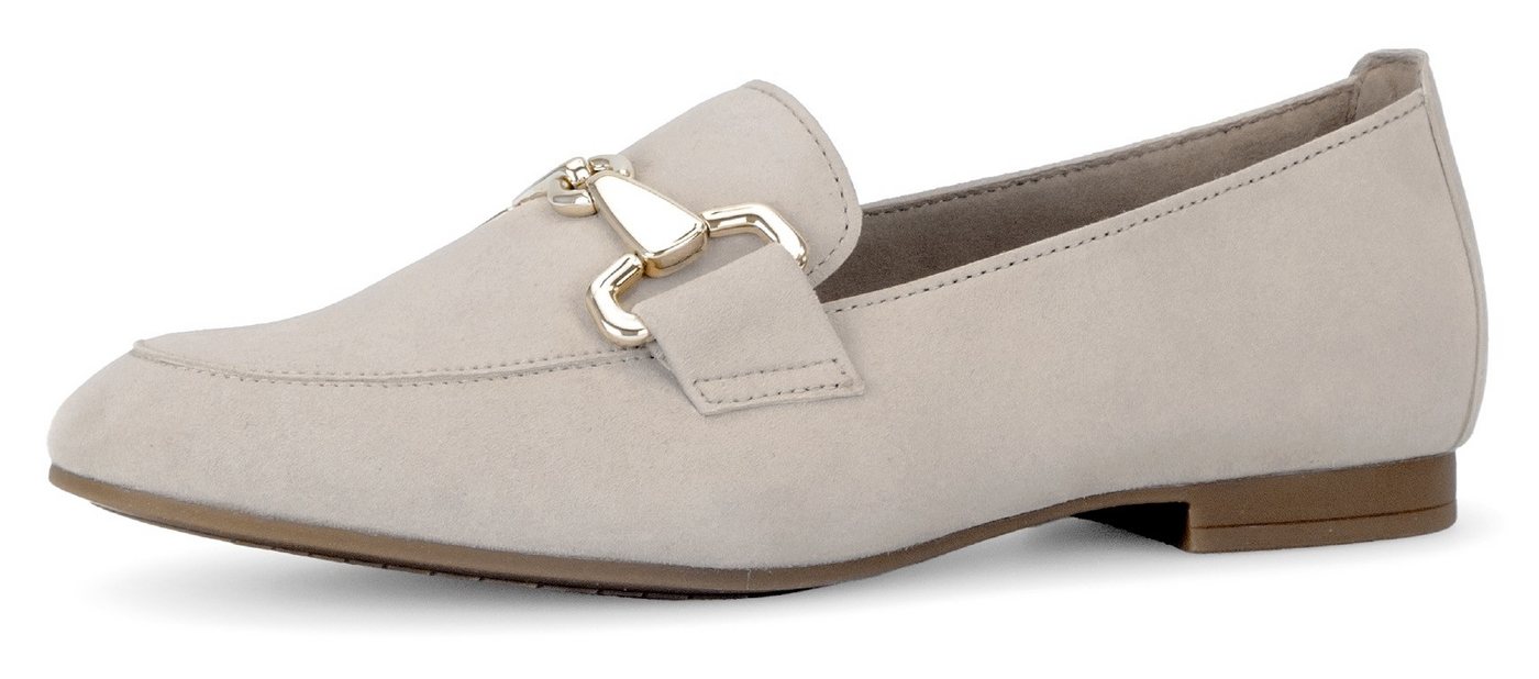 Gabor Slipper, Loafer, Halbschuh, Businessschuh mit edler Zierschnalle (beige)