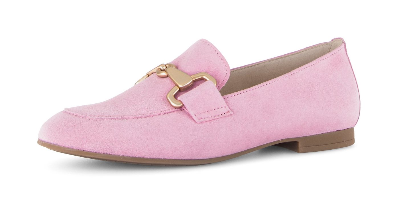 Gabor Slipper, Loafer, Halbschuh, Businessschuh mit edler Zierschnalle (gold/rosa)