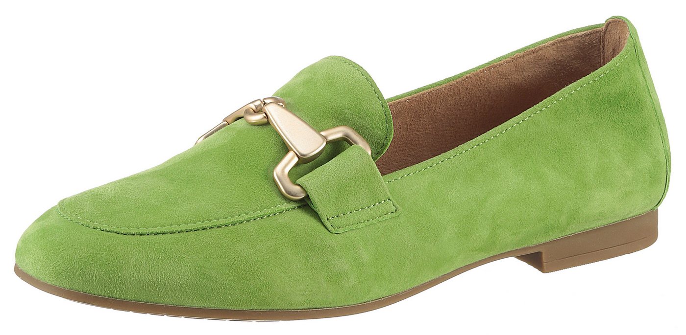 Gabor Slipper, Loafer, Halbschuh, Businessschuh mit edler Zierschnalle (grün)