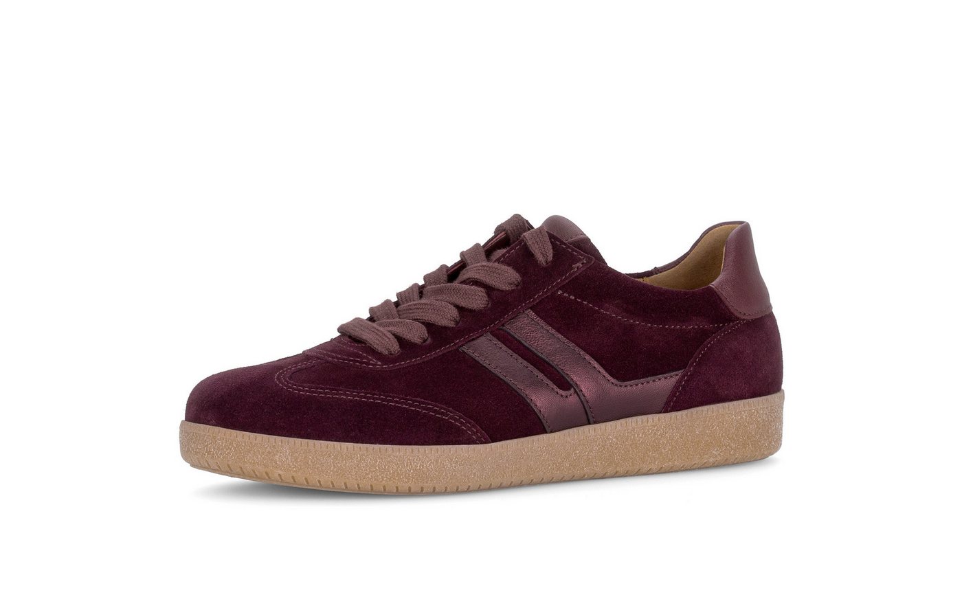 Gabor Sneaker Freizeitschuh, Halbschuh, Schnürer, Kontrastbesatz in Metallic-Optik (mulberry)