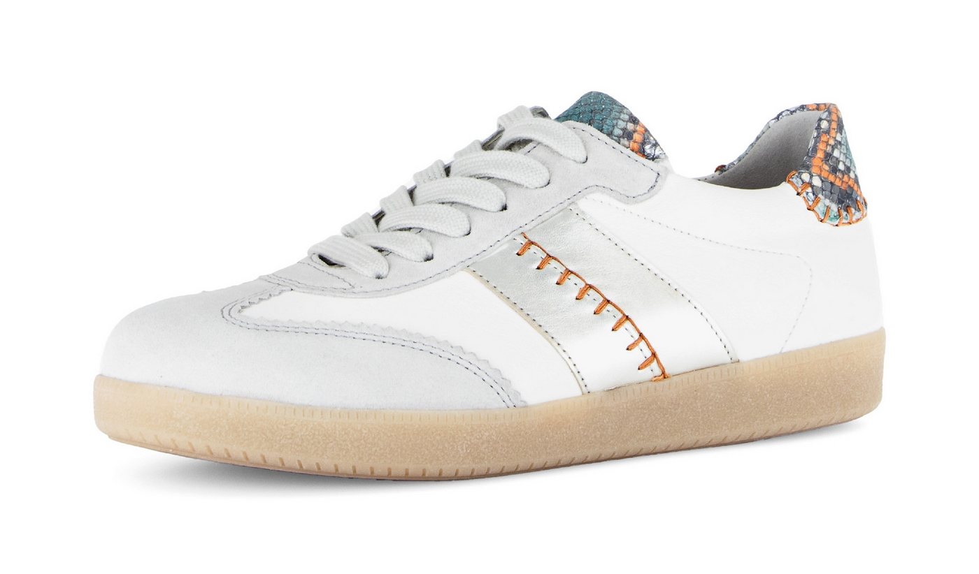 Gabor Sneaker, Freizeitschuh, Halbschuh, Schnürschuh mit bunten Kontrastbesätzen (weiß)