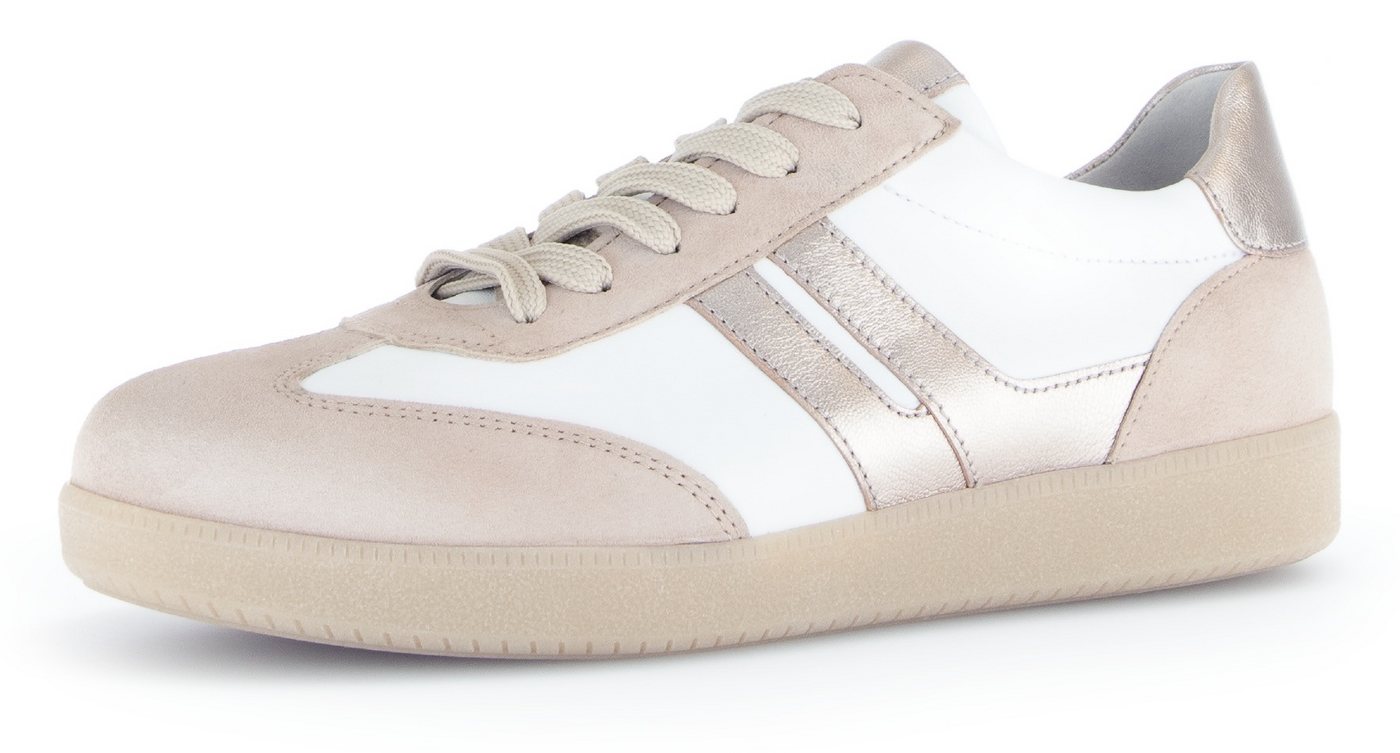 Gabor Sneaker Freizeitschuh, Halbschuh, Schnürschuh mit gepolstertem Schaftrand (beige/weiß)