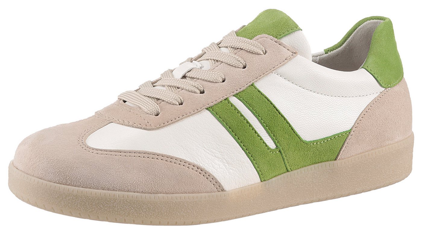Gabor Sneaker Freizeitschuh, Halbschuh, Schnürschuh mit gepolstertem Schaftrand (beige/weiß/grün)