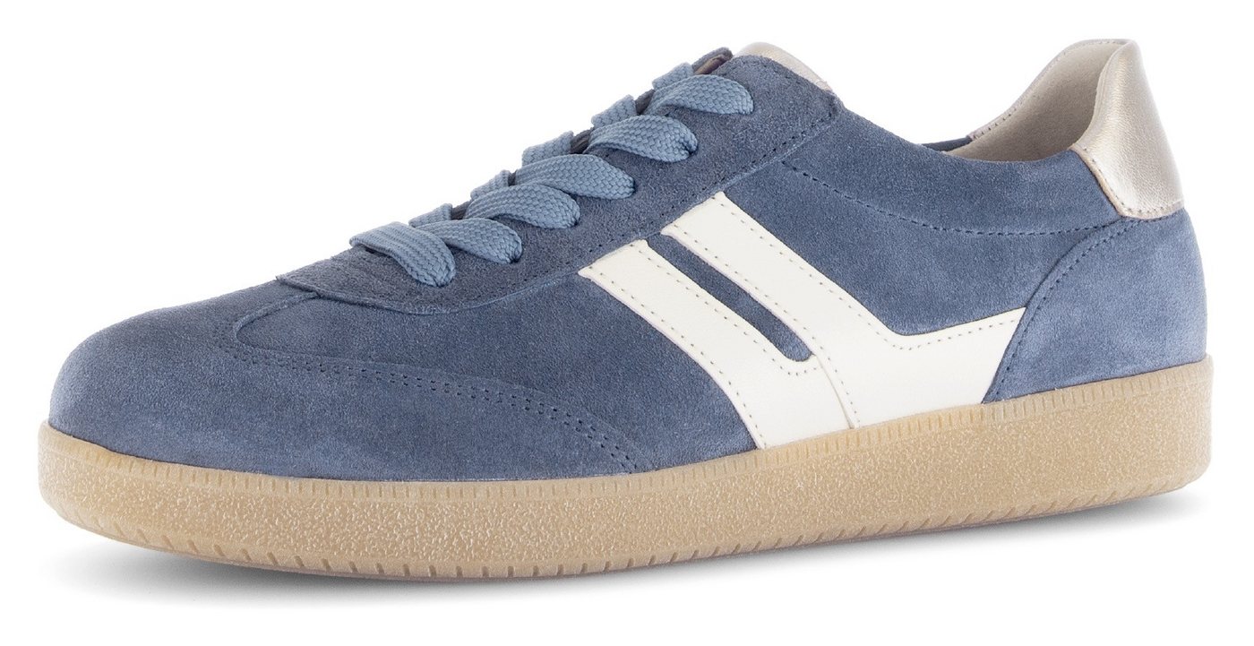 Gabor Sneaker Freizeitschuh, Halbschuh, Schnürschuh mit gepolstertem Schaftrand (blau/beige)