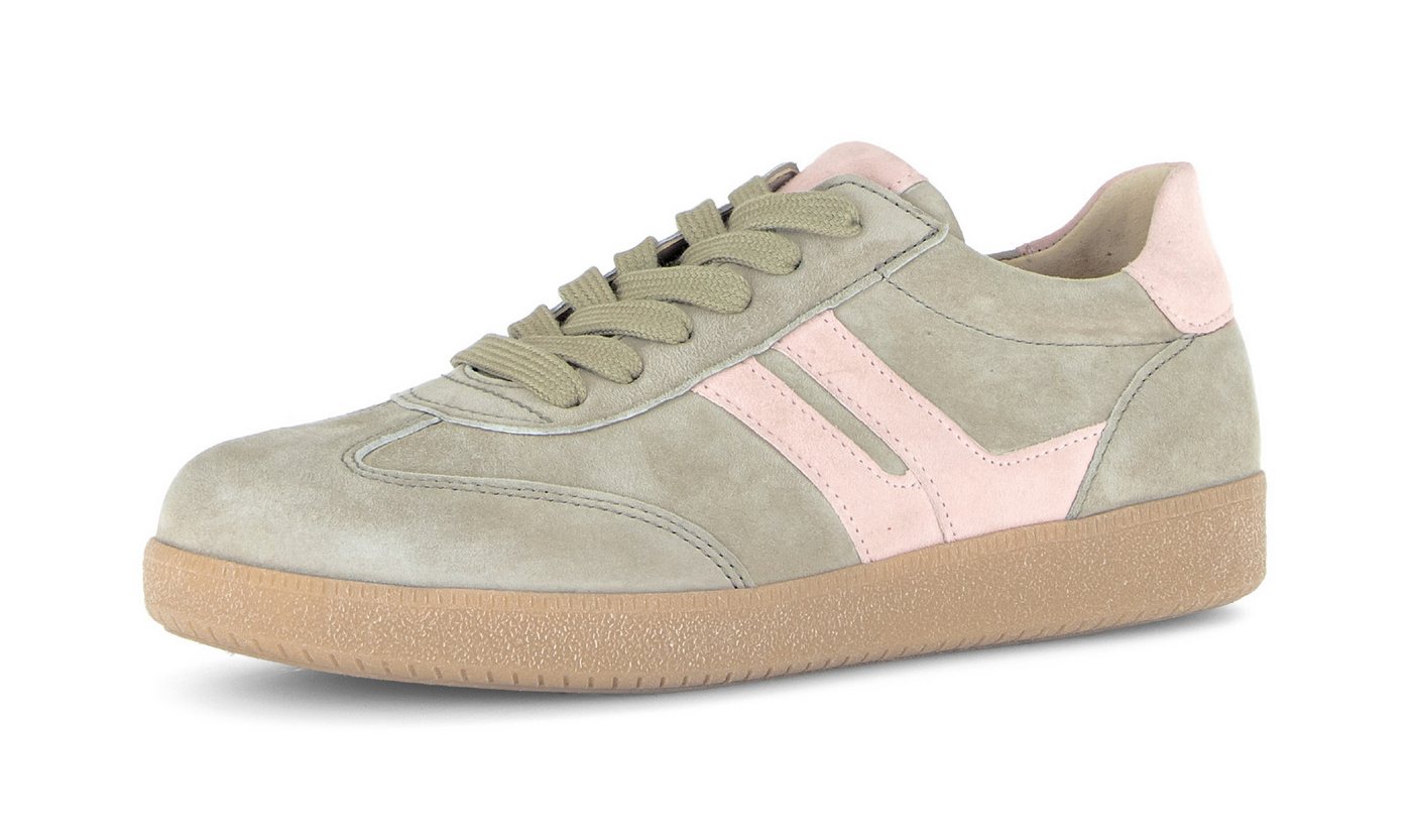 Gabor Sneaker Freizeitschuh, Halbschuh, Schnürschuh mit gepolstertem Schaftrand (grün/rosa)