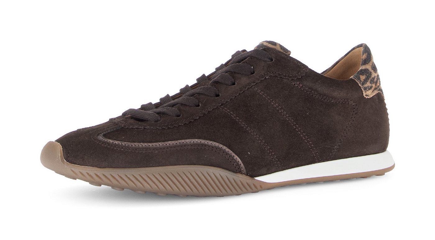 Gabor Sneaker Freizeitschuh, Halbschuh, Schnürschuh mit Ziernähten (mokka-leo)
