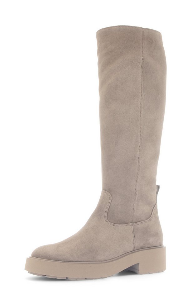 Gabor Stiefel, Blockabsatz, Langschaftstiefel, Reißverschlussstiefel mit Ziernähten (beige)