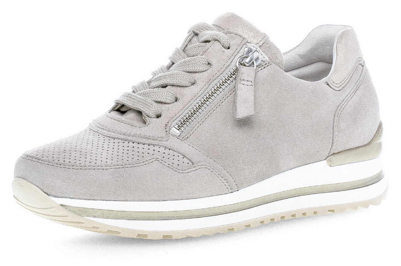 Gabor TURIN Keilsneaker, Freizeitschuh, Halbschuh, Schnürschuh mit leichter Perforierung (grau)