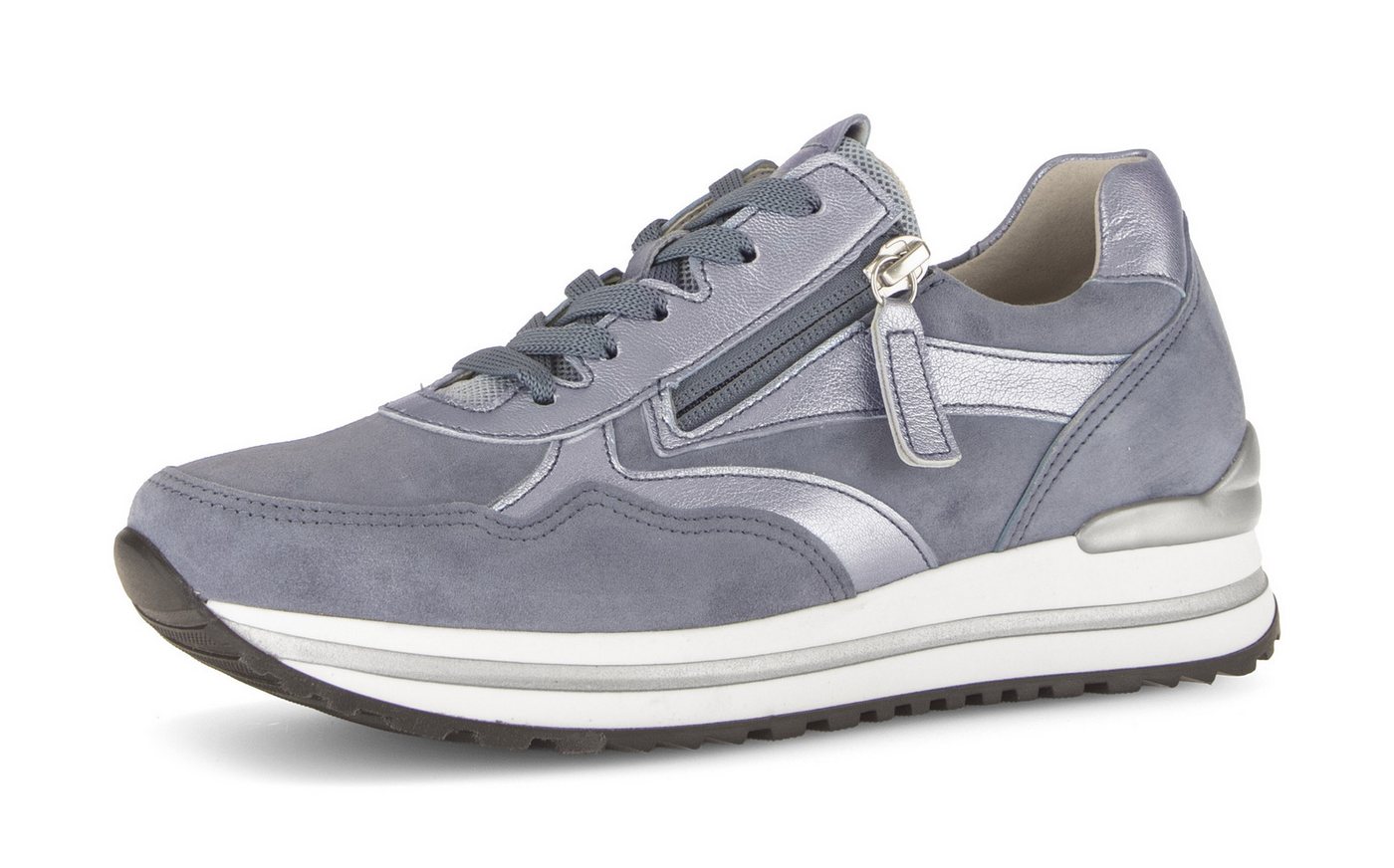 Gabor TURIN Plateausneaker Freizeitschuh, Halbschuh, Schnürschuh, Außenreißverschluss, G-Weite (blau)