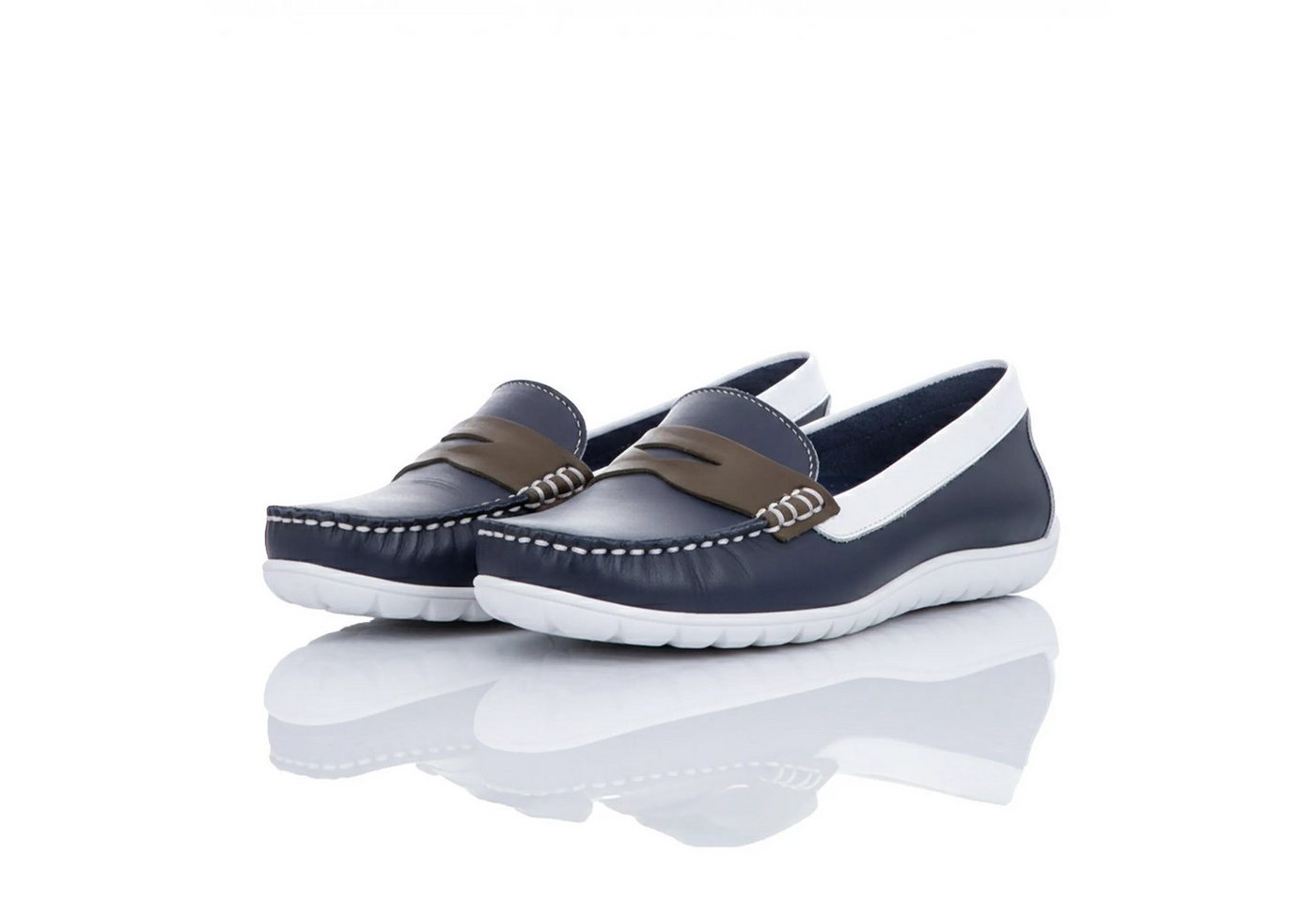 Gemini Damen Mokassin (blau/weiß)