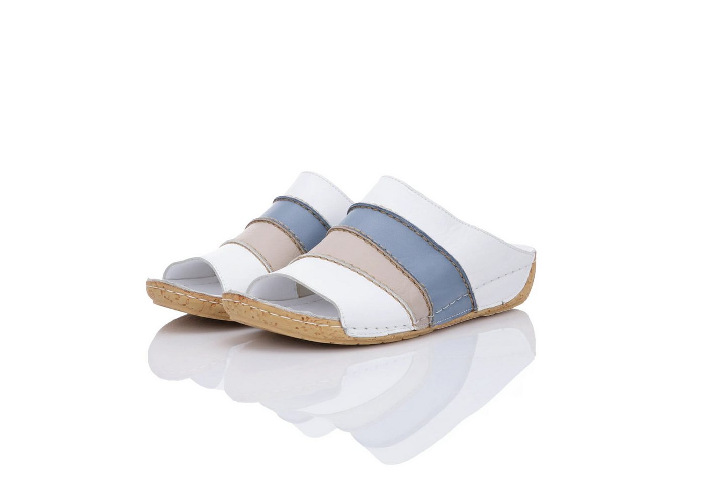Gemini Damen Pantolette (beige/blau/bunt/weiß)