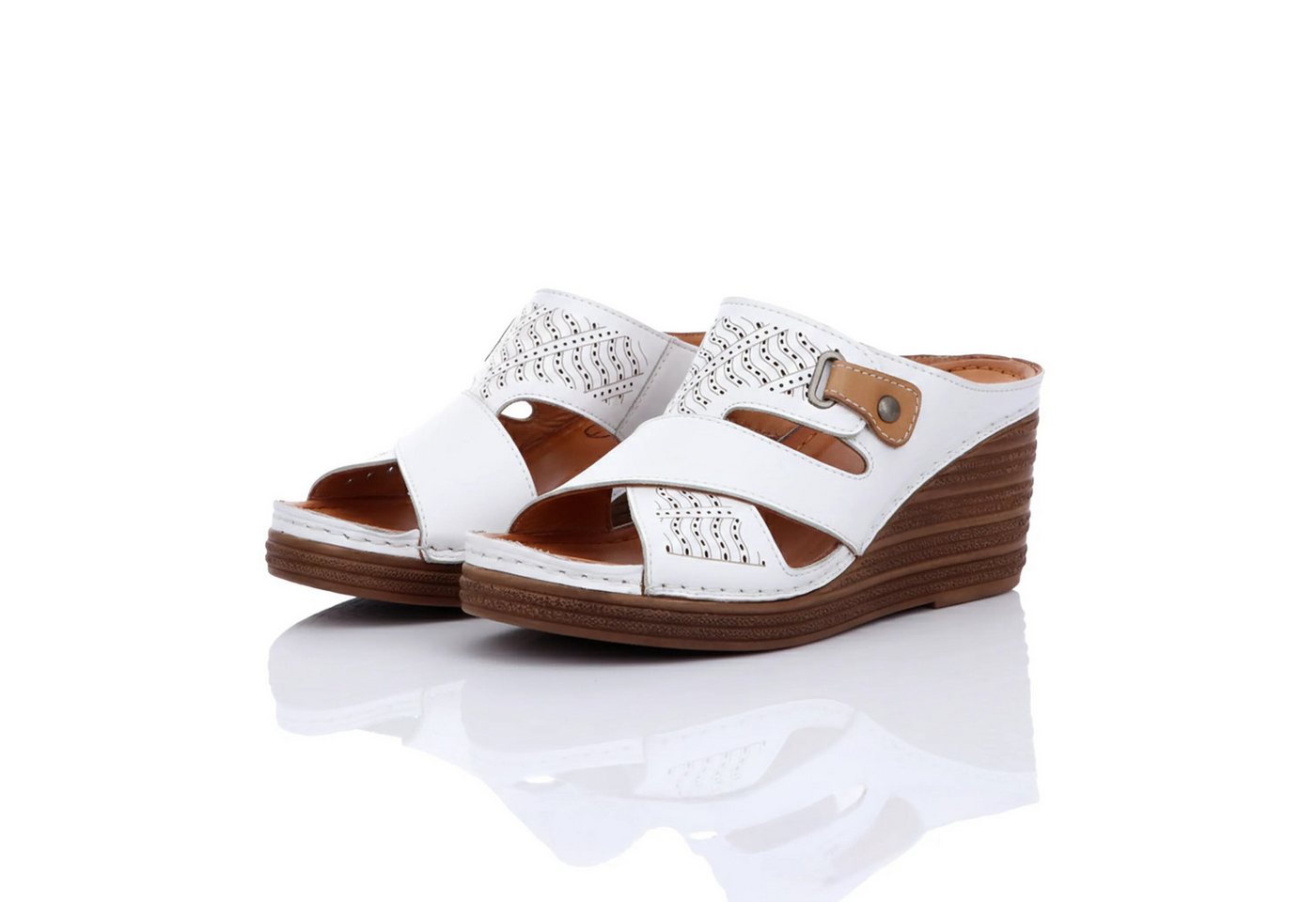 Gemini Damen Pantolette (braun/weiß)