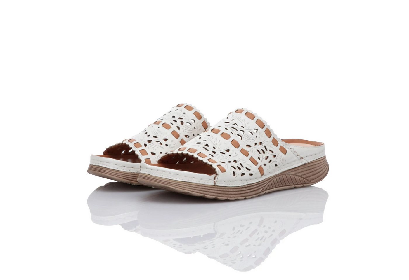 Gemini Damen Pantolette (braun/weiß)