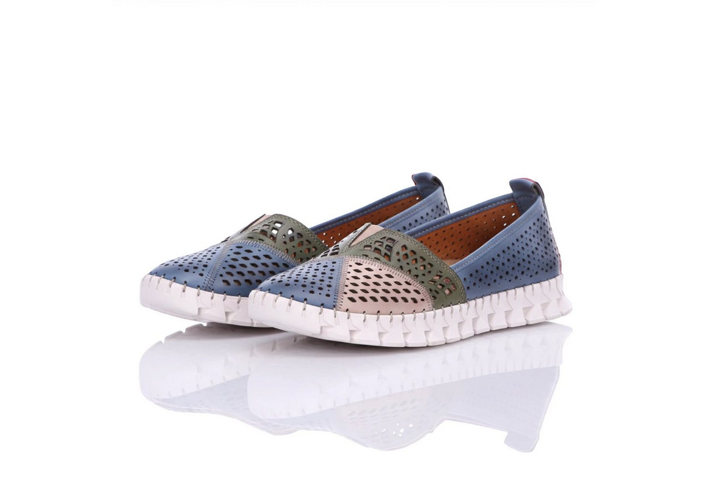 Gemini Damen Slipper (beige/blau/grün)