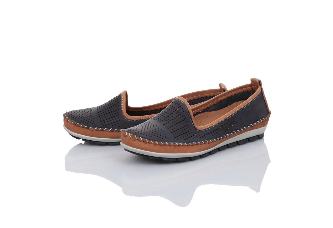 Gemini Damen Slipper (blau/braun)