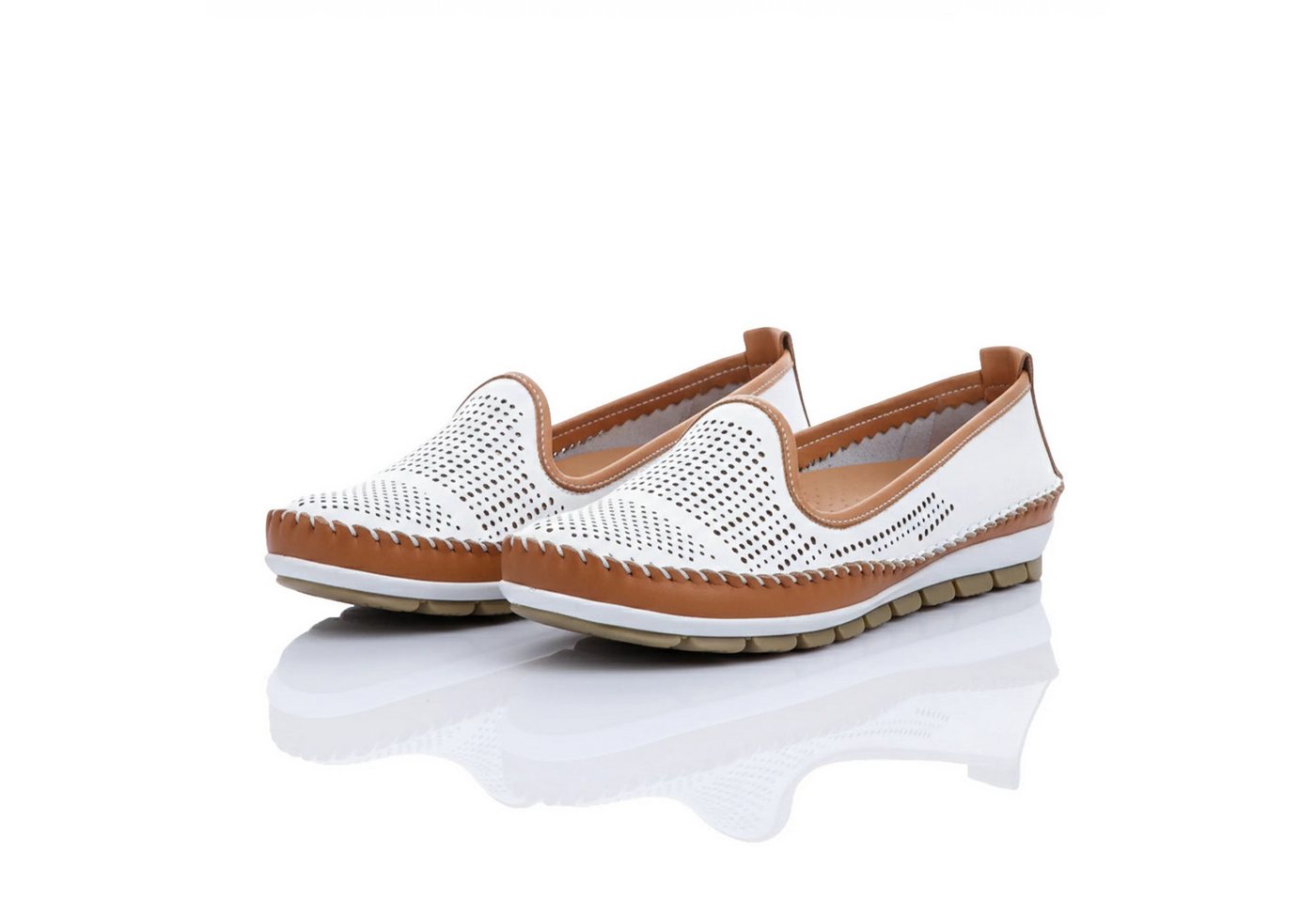 Gemini Damen Slipper (braun/weiß)