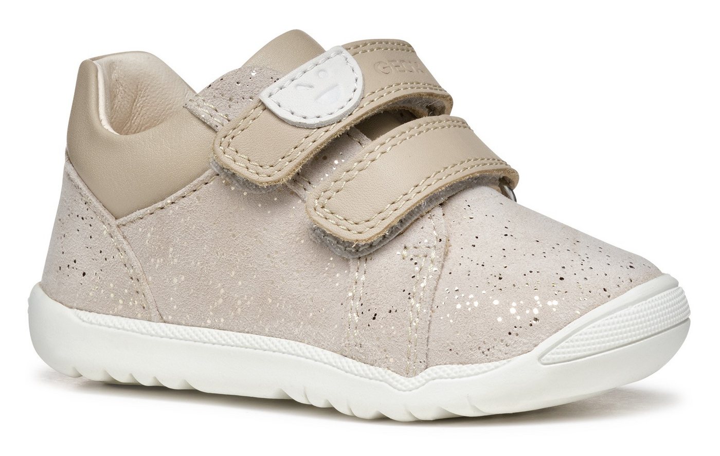 Geox B MACCHIA GIRL Lauflernschuh, Glitzerschuh, Babyschuh, Klettschuh mit feinem Glitter