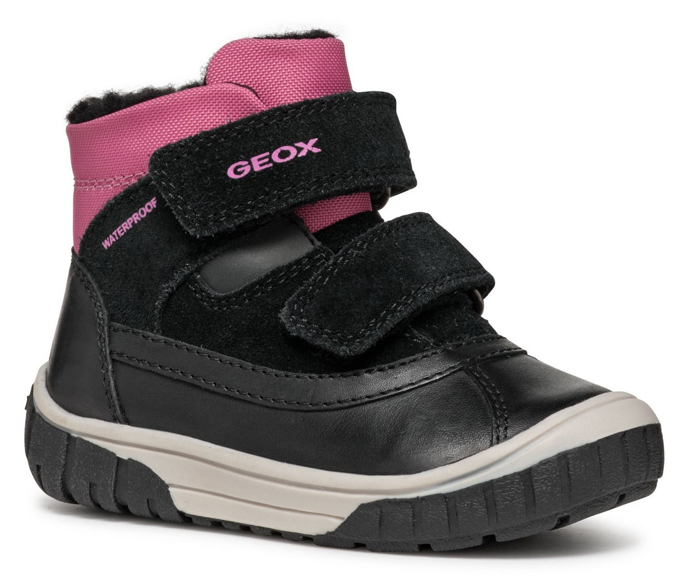 Geox B OMAR GIRL WPF C Winterboots, Klettstiefel, Babystiefel, Winterstiefel mit Kontrastbesatz