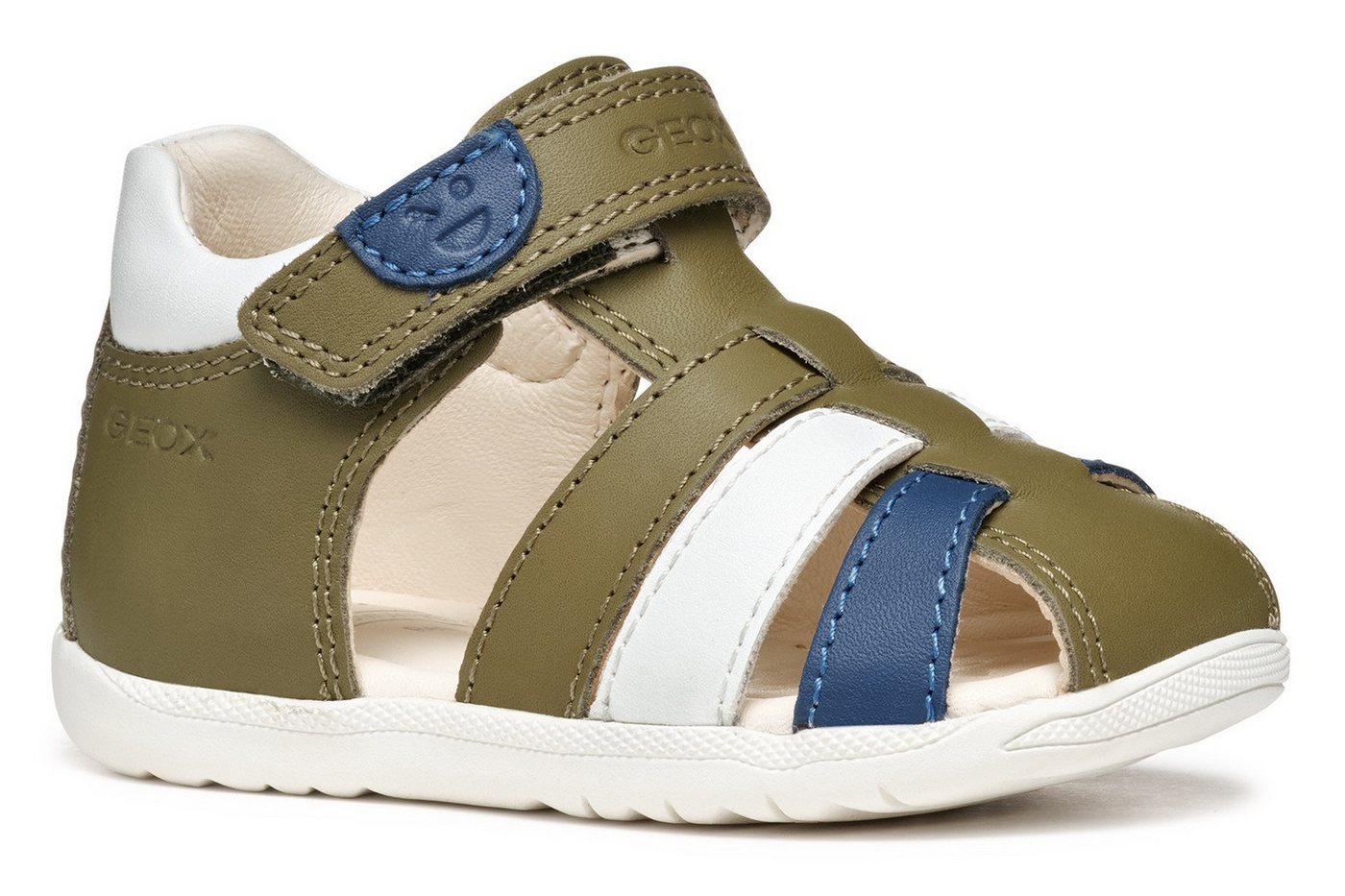 Geox B SANDAL MACCHIA BOY Lauflernschuh, Sandale, Babyschuh, Klettschuh mit bunten Riemchen