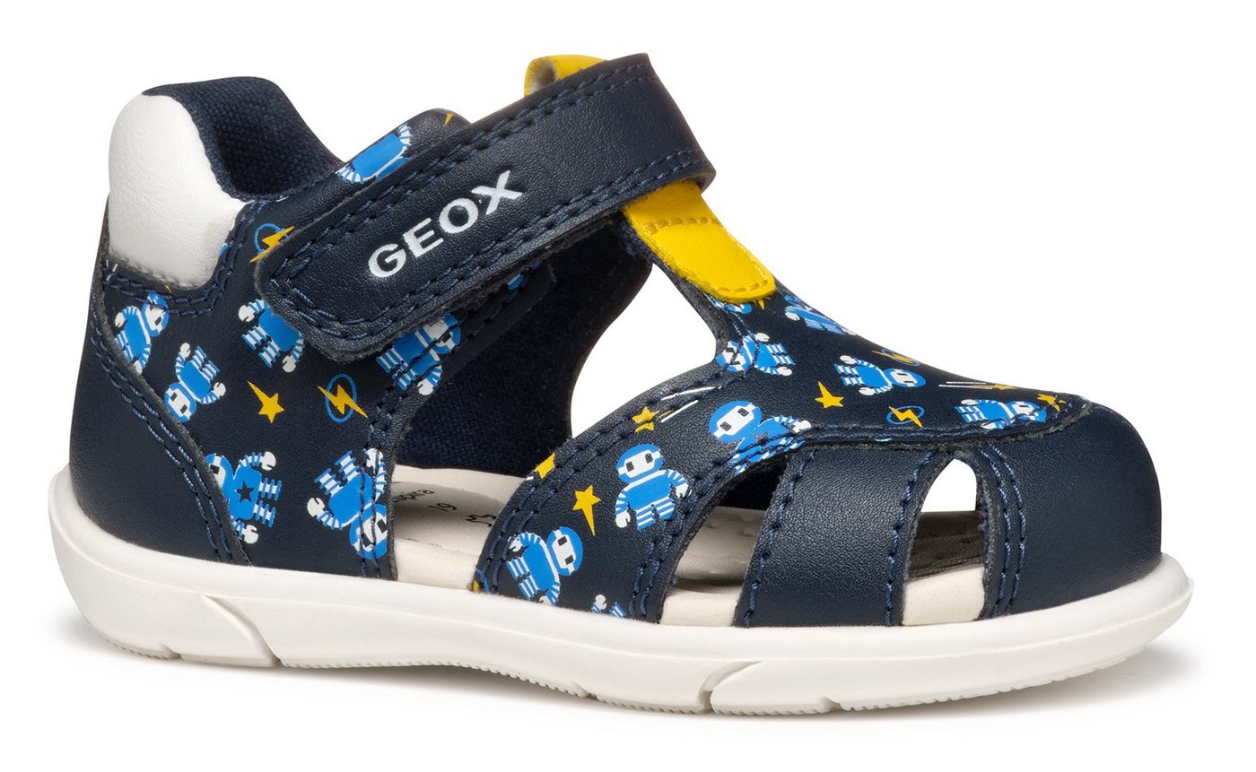 Geox B SANDAL ZAPITO BOY Lauflernschuh, Babyschuh, Sandale, Klettschuh mit süßem Roboter Motiven