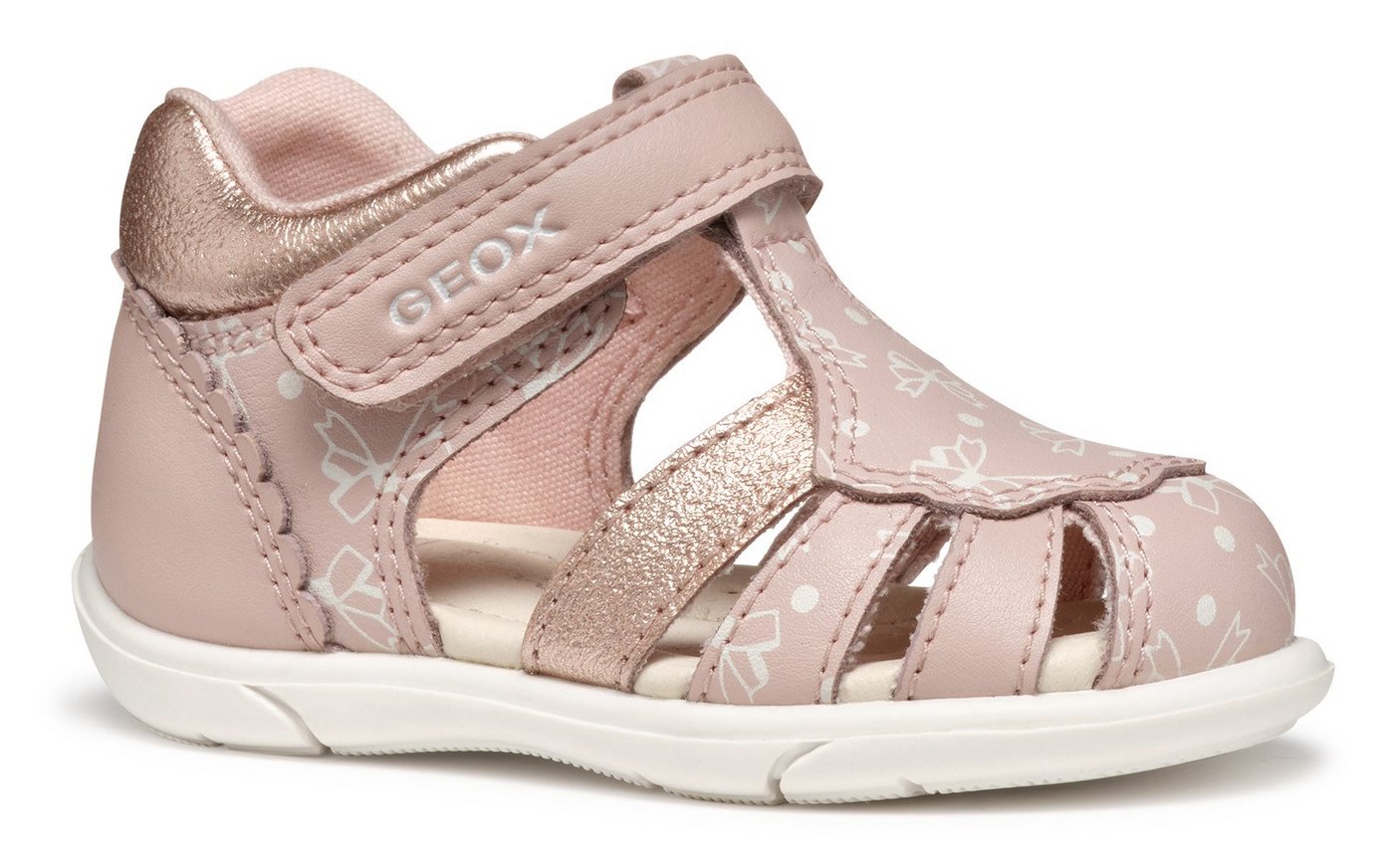 Geox B SANDAL ZAPITO GIRL Lauflernschuh, Glitzersandale, Klettschuh, Babyschuh im Metallic Look