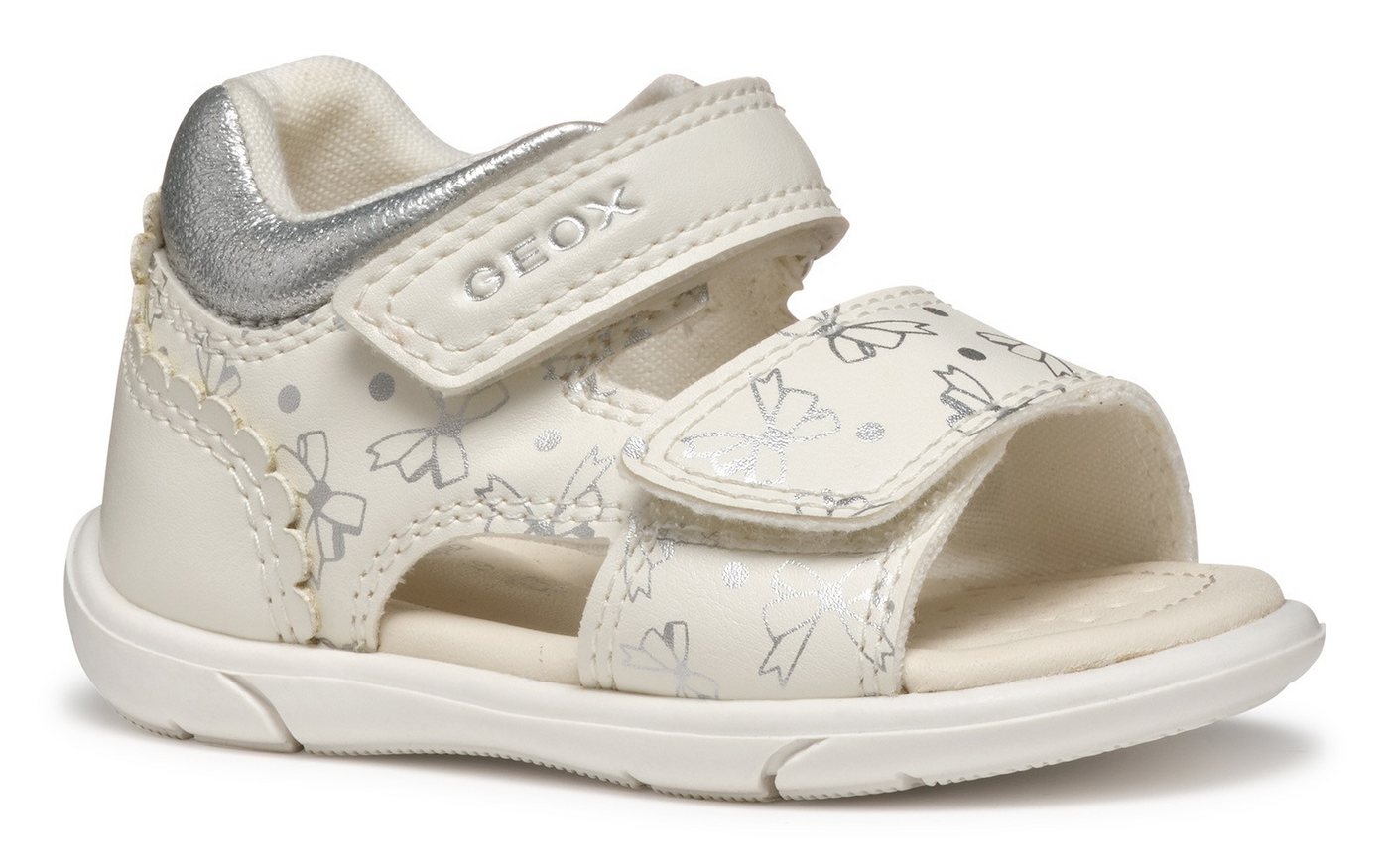 Geox B SANDAL ZAPITO GIRL Lauflernschuh, Glitzersandale, Klettschuh, Babyschuh mit Metallic Druck